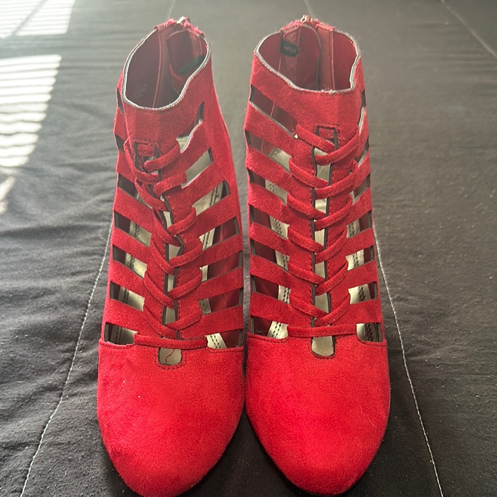 Impo Red Heels with Lace-Up Design